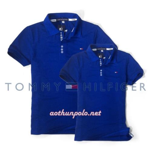 Áo cặp Tommy xanh bích