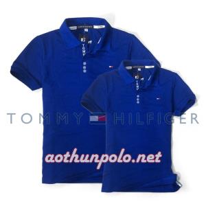 Áo cặp Tommy xanh bích