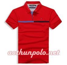 Áo thun tommy phối sọc ngang đỏ
