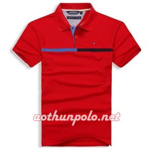 Áo thun tommy phối sọc ngang đỏ