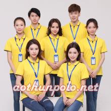 Áo thun vàng cổ sọc