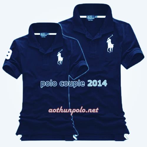 Áo couple polo xanh đen