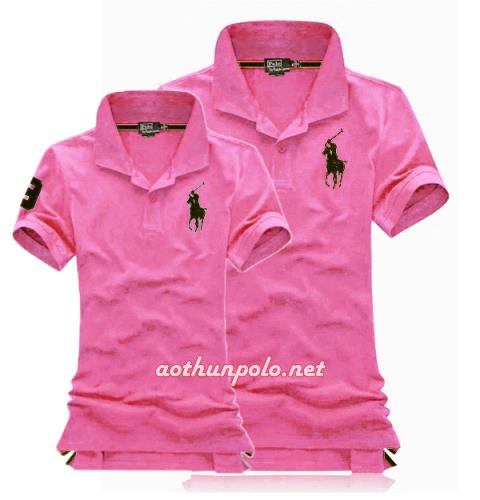 Áo đôi polo hồng dâu