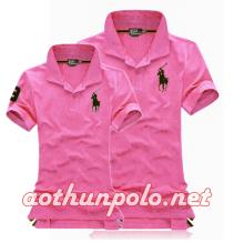Áo đôi polo hồng dâu
