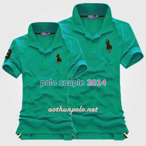 Áo couple polo xanh cổ vịt