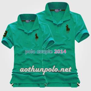 Áo couple polo xanh cổ vịt