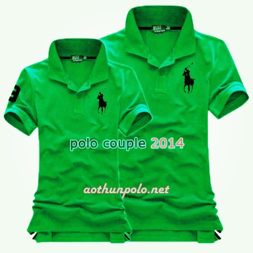 Áo couple polo xanh két