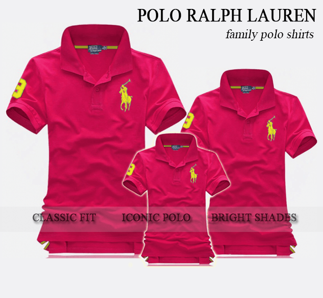 Áo thun gia đình Polo màu đỏ đô Áo thun gia đình Polo màu hồng sen